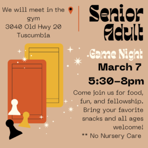 Valley Grove Senior Adult Game Night in March